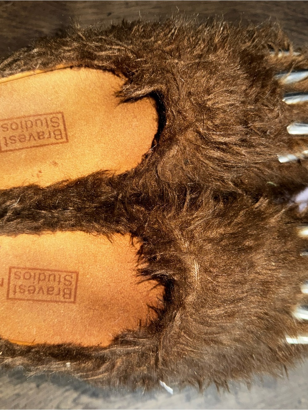 Bravest Studios Kids Dark Brown Faux-Fur Slip-On Slippers